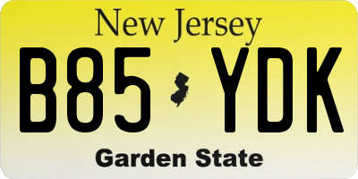 NJ license plate B85YDK