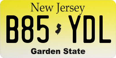 NJ license plate B85YDL