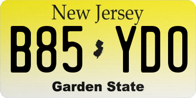 NJ license plate B85YDO