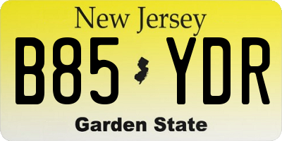 NJ license plate B85YDR
