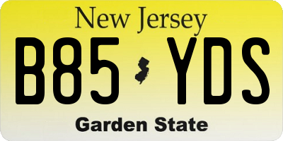 NJ license plate B85YDS