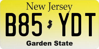 NJ license plate B85YDT