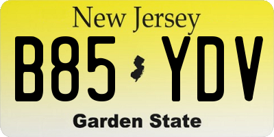NJ license plate B85YDV