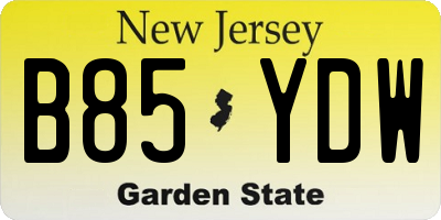 NJ license plate B85YDW