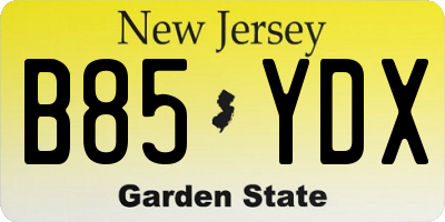 NJ license plate B85YDX