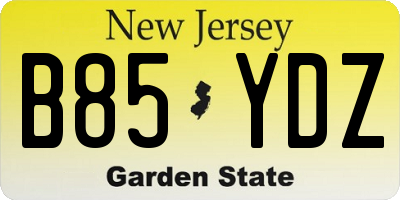 NJ license plate B85YDZ