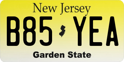 NJ license plate B85YEA