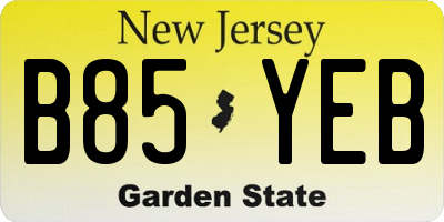 NJ license plate B85YEB