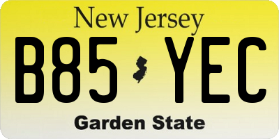 NJ license plate B85YEC