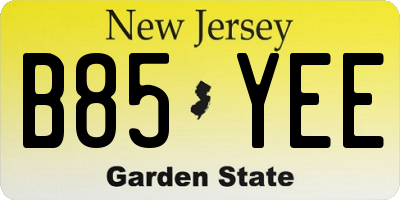 NJ license plate B85YEE