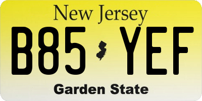 NJ license plate B85YEF