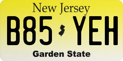 NJ license plate B85YEH