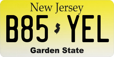 NJ license plate B85YEL