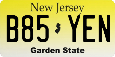 NJ license plate B85YEN