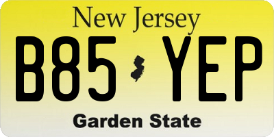 NJ license plate B85YEP