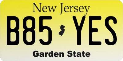 NJ license plate B85YES