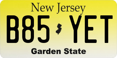 NJ license plate B85YET