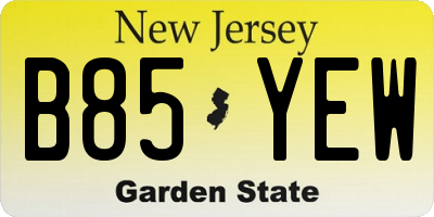 NJ license plate B85YEW