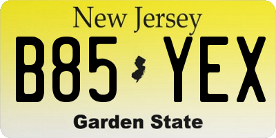 NJ license plate B85YEX