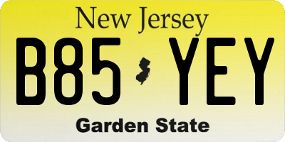 NJ license plate B85YEY