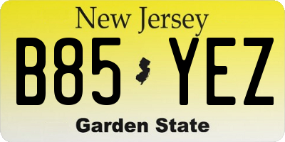 NJ license plate B85YEZ