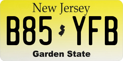 NJ license plate B85YFB