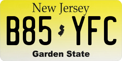 NJ license plate B85YFC
