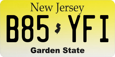 NJ license plate B85YFI
