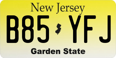 NJ license plate B85YFJ