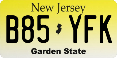 NJ license plate B85YFK