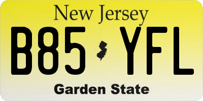 NJ license plate B85YFL