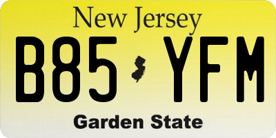 NJ license plate B85YFM