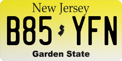NJ license plate B85YFN