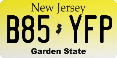 NJ license plate B85YFP