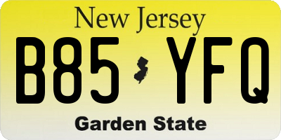 NJ license plate B85YFQ