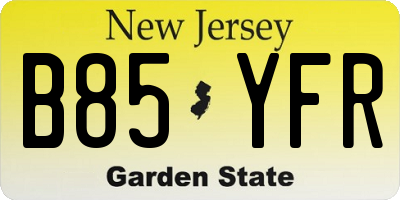 NJ license plate B85YFR