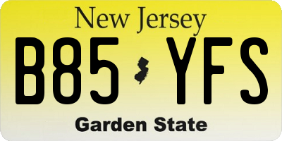 NJ license plate B85YFS