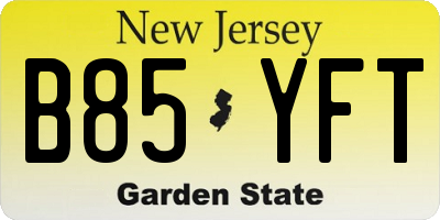 NJ license plate B85YFT