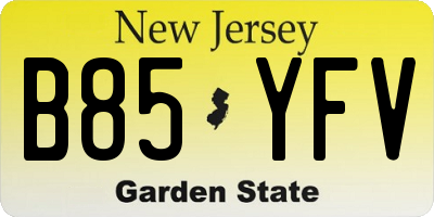 NJ license plate B85YFV