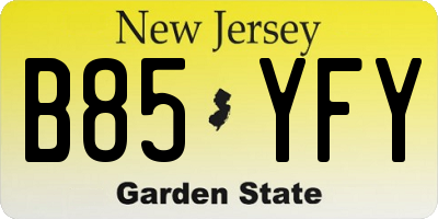 NJ license plate B85YFY