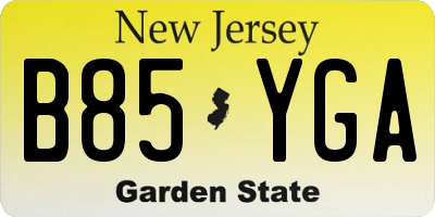 NJ license plate B85YGA