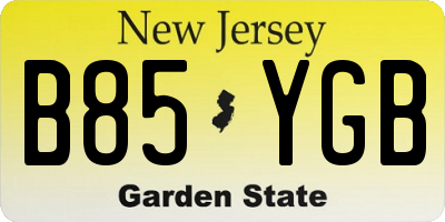 NJ license plate B85YGB