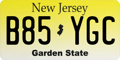 NJ license plate B85YGC