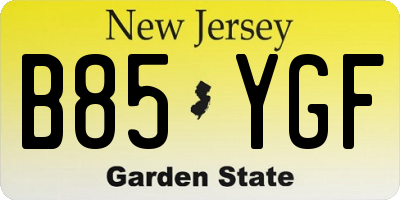 NJ license plate B85YGF