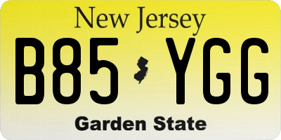 NJ license plate B85YGG