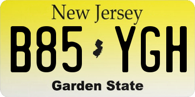 NJ license plate B85YGH