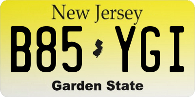 NJ license plate B85YGI