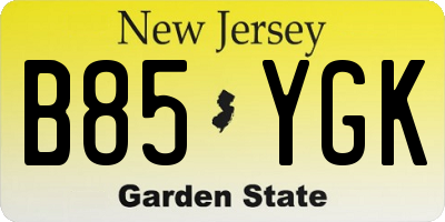 NJ license plate B85YGK