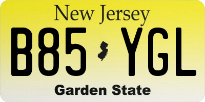 NJ license plate B85YGL
