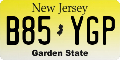 NJ license plate B85YGP